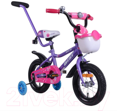 Детский велосипед с ручкой AIST Wiki 12 2020 (фиолетовый)