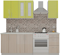 Кухонный гарнитур ВерсоМебель ВерсоЛайн 1-1.6 (зеленый лайм/ясень шимо светлый) - 