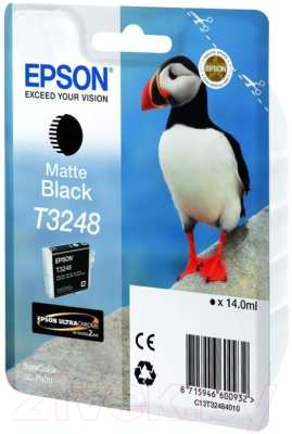 

Картридж Epson, Матовый черный, T3248 Matte Black (C13T32484010)