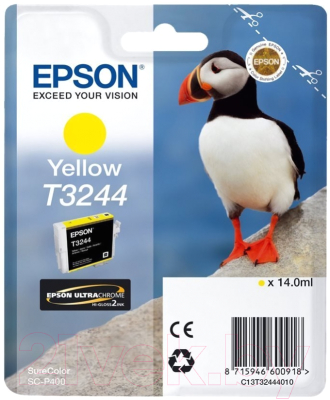 

Картридж Epson, Желтый, T3244 Yellow (C13T32444010)