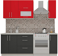 Кухонный гарнитур ВерсоМебель ВерсоЛайн 2-1.5 (красный чили/антрацит) - 