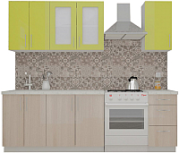 Кухонный гарнитур ВерсоМебель ВерсоЛайн 1-1.8 (зеленый лайм/ясень шимо светлый) - 