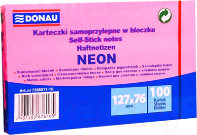 Блок для записей Donau Neon / 7588011-16 (розовый неон)
