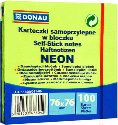 Блок для записей Donau Neon / 7586011-06 (зеленый неон)