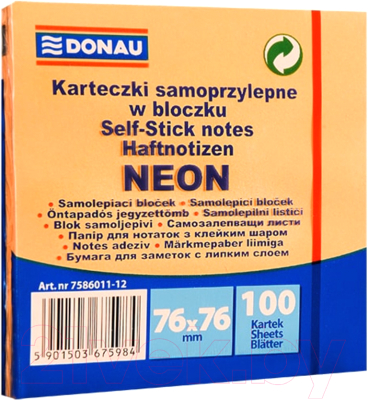 Блок для записей Donau Neon / 7586011-12 (оранжевый неон)