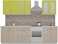 Кухонный гарнитур ВерсоМебель ВерсоЛайн 1-2.1 (зеленый лайм/ясень шимо светлый) - 