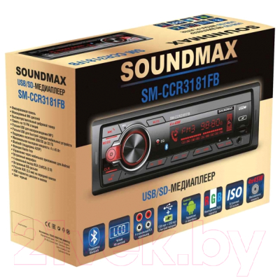 Бездисковая автомагнитола SoundMax SM-CCR3181FB (черный)