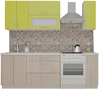 Кухонный гарнитур ВерсоМебель ВерсоЛайн 2-1.7 (зеленый лайм/ясень шимо светлый) - 