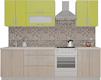 Кухонный гарнитур ВерсоМебель ВерсоЛайн 2-2.0 (зеленый лайм/ясень шимо светлый) - 