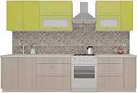 Кухонный гарнитур ВерсоМебель ВерсоЛайн 2-2.5 (зеленый лайм/ясень шимо светлый) - 