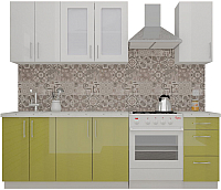 Кухонный гарнитур ВерсоМебель ВерсоЛайн 3-1.8 (белый 001/оливковый 004) - 