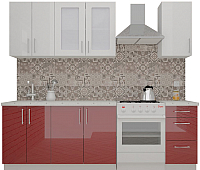 Кухонный гарнитур ВерсоМебель ВерсоЛайн 3-1.8 (белый 001/темно-красный 018) - 