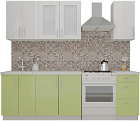 Кухонный гарнитур ВерсоМебель ВерсоЛайн 3-1.8 (белый 001/нежно-зеленый 032) - 