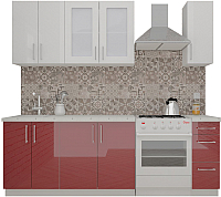 Кухонный гарнитур ВерсоМебель ВерсоЛайн 3-1.7 (белый 001/рубиново-красный 600) - 