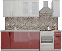 Кухонный гарнитур ВерсоМебель ВерсоЛайн 3-1.9 (белый 001/рубиново-красный 600) - 