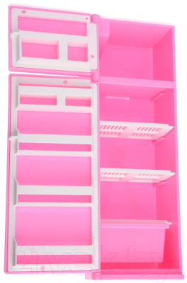 Комплект аксессуаров для кукольного домика Огонек Холодильник для кукол / С-1385 (розовый)