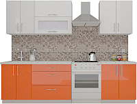 Готовая кухня ВерсоМебель ВерсоЛайн 4-2.1 (белый 001/яркий оранжевый 008) - 