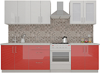Кухонный гарнитур ВерсоМебель ВерсоЛайн 3-2.2 (белый 001/красный 009) - 