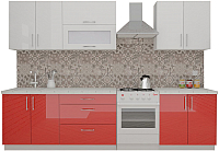 Кухонный гарнитур ВерсоМебель ВерсоЛайн 4-2.4 (белый 001/красный 009) - 