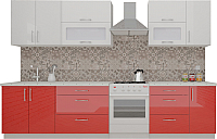 Кухонный гарнитур ВерсоМебель ВерсоЛайн 4-2.6 (белый 001/красный 009) - 