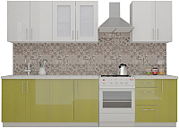 Кухонный гарнитур ВерсоМебель ВерсоЛайн 3-2.3 (белый 001/оливковый 004) - 