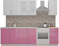 Готовая кухня ВерсоМебель ВерсоЛайн 3-2.0 (белый 001/розовый 011) - 