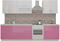 Готовая кухня ВерсоМебель ВерсоЛайн 4-2.4 (белый/розовый) - 