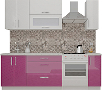 Кухонный гарнитур ВерсоМебель ВерсоЛайн 4-1.7 (белый 001/лиловый 012) - 