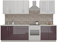 Кухонный гарнитур ВерсоМебель ВерсоЛайн 3-2.2 (белый 001/фиолетовый 014) - 