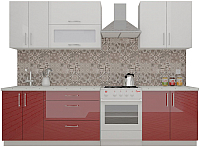 Кухонный гарнитур ВерсоМебель ВерсоЛайн 4-2.2 (белый/темно-красный) - 