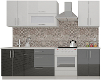 Кухонный гарнитур ВерсоМебель ВерсоЛайн 4-2.0 (белый/черный) - 