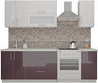 Кухонный гарнитур ВерсоМебель ВерсоЛайн 4-1.8 (белый/фиолетовый) - 