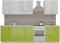Кухонный гарнитур ВерсоМебель ВерсоЛайн 3-2.3 (белый 001/лайм яркий 026) - 