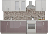 Кухонный гарнитур ВерсоМебель ВерсоЛайн 3-2.3 (белый 001/глициния 029) - 