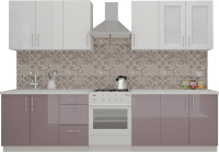 Кухонный гарнитур ВерсоМебель ВерсоЛайн 3-2.4 (белый 001/глициния 029) - 