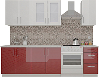 Кухонный гарнитур ВерсоМебель ВерсоЛайн 3-2.0 (белый 001/темно-красный 01) - 