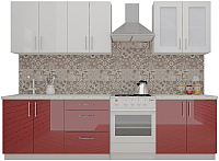 Готовая кухня ВерсоМебель ВерсоЛайн 3-2.2 (белый 001/темно-красный 018) - 