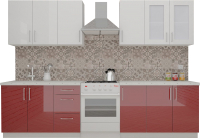 Готовая кухня ВерсоМебель ВерсоЛайн 3-2.4 (белый 001/темно-красный 018) - 