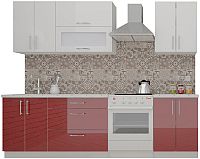 Кухонный гарнитур ВерсоМебель ВерсоЛайн 4-2.0 (белый/темно-красный) - 