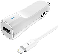 

Зарядное устройство автомобильное Olmio, USB 1.2A + Lightning кабель / 038636