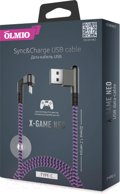Кабель Olmio X-Game Neo USB 2.0 - Type-C 2.1A / 038907 (1.2м)