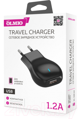 Адаптер питания сетевой Olmio USB 1.2A / 038591
