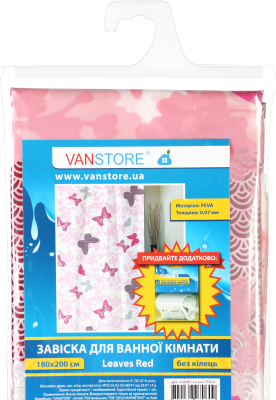 Шторка-занавеска для ванны VanStore Leaves Red Peva 61002