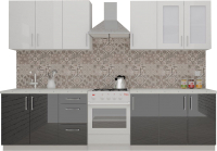 Кухонный гарнитур ВерсоМебель ВерсоЛайн 3-2.4 (белый 001/черный графит 042) - 