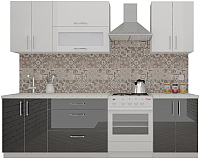 Кухонный гарнитур ВерсоМебель ВерсоЛайн 4-2.0 (белый 001/черный графит 042) - 