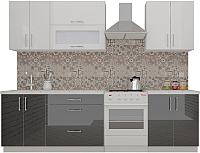 Кухонный гарнитур ВерсоМебель ВерсоЛайн 4-2.1 (белый 001/черный графит 042) - 
