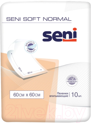 Набор пеленок одноразовых впитывающих Seni Normal Soft 60x60 (10шт)