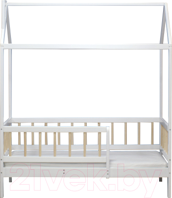 Стилизованная кровать детская Incanto Скандинавия (сосна/белый с натуральными ламелями)