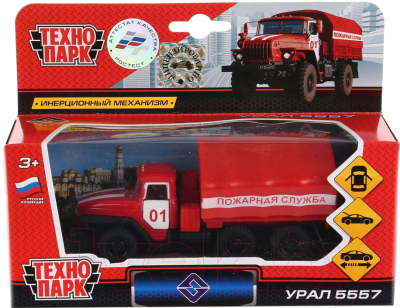 Автомобиль игрушечный Технопарк Урал Пожарная служба / SB-15-35-T11-WB
