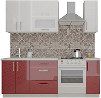 Кухонный гарнитур ВерсоМебель ВерсоЛайн 4-1.5 (белый 001/рубиново-красный 600) - 